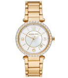 Michael Kors Parker Mother of Pearl White Dial Gold Steel Strap Watch For Women - MK4693 Authentic Buy Shop Now