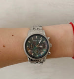 Michael Kors Jet Set Chronograph Blue Dial Silver Steel Strap Watch for Women - MK5021 Authentic Buy Shop Now