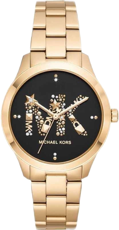 Michael Kors Runway Quartz Black Dial Gold Steel Strap Watch For Women - MK6682 Authentic Buy Shop Now