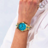 Michael Kors Petite Runway Mercer Blue Dial Gold Steel Strap Watch For Women - MK6673 Authentic Buy Shop Now