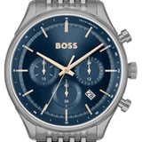 Hugo Boss Gregor Chronograph Blue Dial Grey Steel Strap Watch For Men - 1514083 Authentic Buy Shop Now