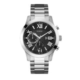 Guess Atlas Chronograph Black Dial Silver Steel Strap Watch For Men - W0668G3 Authentic Buy Shop Now