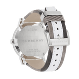 Burberry The City Silver Dial White Leather Strap Watch for Women - BU9019 Authentic Buy Shop Now