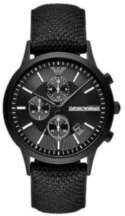 Emporio Armani Renato Chronograph Black Dial Black Nylon Strap Watch For Men - AR11457 Authentic Buy Shop Now