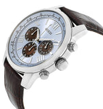 Guess Horizon Chronograph Analog Blue Dial Brown Leather Strap Watch For Men - W0380G6 Authentic Buy Shop Now