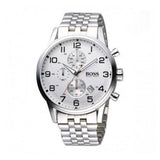 Hugo Boss Aeroliner Chronograph Quartz White Dial Silver Steel Strap Watch For Men - HB1512445 Authentic Buy Shop Now