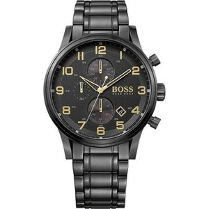 Hugo Boss Aeroliner Black Dial Black Steel Strap Watch for Men - 1513275 Authentic Buy Shop Now
