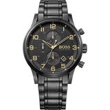 Hugo Boss Aeroliner Black Dial Black Steel Strap Watch for Men - 1513275 Authentic Buy Shop Now
