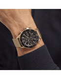 Hugo Boss Admiral Chronograph Black Dial Gold Mesh Bracelet Watch for Men - 1513906 Authentic Buy Shop Now
