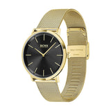 Hugo Boss Horizon Quartz Black Dial Gold Mesh Bracelet Watch For Men - HB1513735 Authentic Buy Shop Now