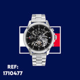 Tommy Hilfiger Henry Chronograph Black Dial Silver Steel Strap Watch For Men - 1710477 Authentic Buy Shop Now