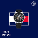 Tommy Hilfiger Spencer Skeleton Black Dial Black Leather Strap Watch for Men - 1791641 Authentic Buy Shop Now