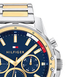 Tommy Hilfiger Mason Chronograph Blue Dial Two Tone Steel Strap Watch For Men - 1791937 Authentic Buy Shop Now