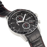 Hugo Boss Rafale Chronograph Black Dial Black Leather Strap Watch For Men - 1513390 Authentic Buy Shop Now
