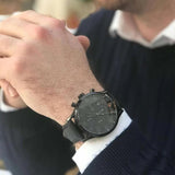 Hugo Boss Blackout Chronograph Black Dial Black Leather Strap Watch For Men - HB1512567 Authentic Buy Shop Now