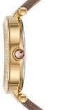 Michael Kors Parker Three Hand Gold Dial Brown Leather Strap Watch For Women - MK2973 Authentic Buy Shop Now