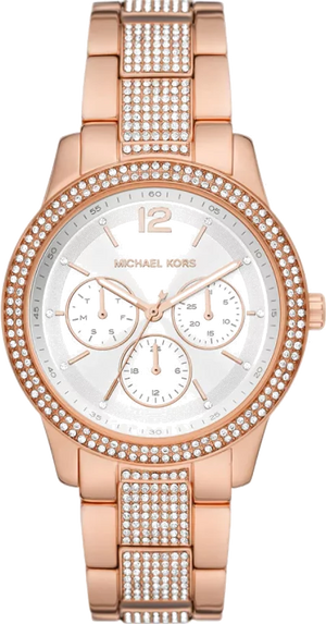 Michael Kors Tibby Chronograph White Dial Rose Gold Steel Strap Watch For Men - MK7293 Authentic Buy Shop Now