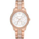 Michael Kors Tibby Chronograph White Dial Rose Gold Steel Strap Watch For Men - MK7293 Authentic Buy Shop Now