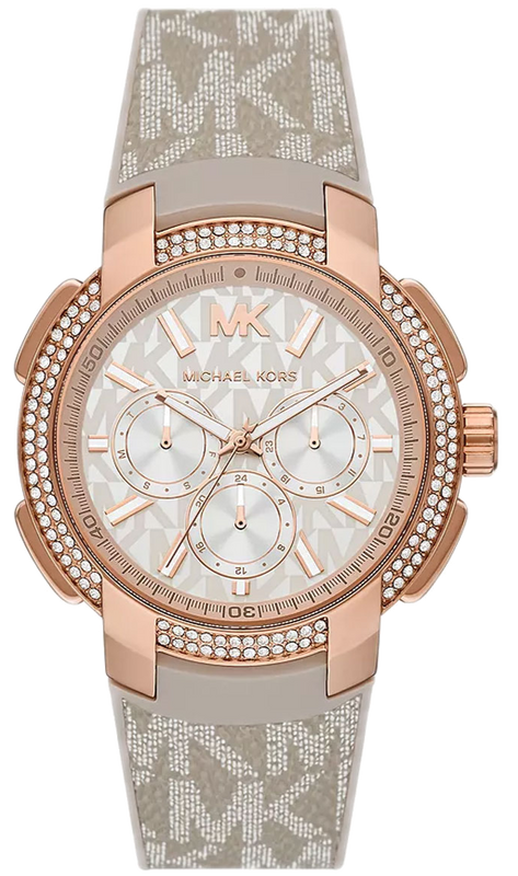 Michael Kors Sidney Chronograph White Dial Beige Leather Strap Watch For Women - MK6949 Authentic Buy Shop Now