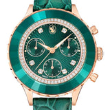 Swarovski Octea Chrono Green Dial Green Leather Strap Watch for Women - 5672931 Authentic Buy Shop Now