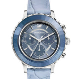 Swarovski Octea Lux Chrono Blue Dial Blue Leather Strap Watch for Women - 5580600 Authentic Buy Shop Now