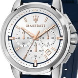Maserati Successo Chronograph White Dial Blue Rubber Strap Watch For Men - R8871621013 Authentic Buy Shop Now