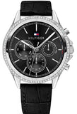 Tommy Hilfiger Ari Diamonds Black Dial Black Leather Strap Watch for Women - 1781981 Authentic Buy Shop Now