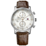Tommy Hilfiger Kane Chronograph White Dial Brown Leather Strap Watch for Men - 1791400 Authentic Buy Shop Now