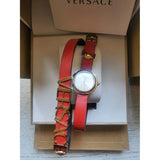 Versace V-Flare Quartz Silver Dial Red Leather Strap Watch for Women - VEBN00418 Authentic Buy Shop Now