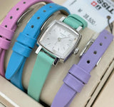 Tissot T Lady Lovely Square Silver Dial Light Green Leather Strap Watch for Women - T058.109.16.031.01 Authentic Buy Shop Now