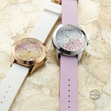 Guess Crush Crystals Gold Dial White Rubber Strap Watch for Women - W1223L3 Authentic Buy Shop Now