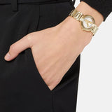 Versace Mini Virtus Quartz White Dial Gold Steel Strap Watch For Men - VET300221 Authentic Buy Shop Now