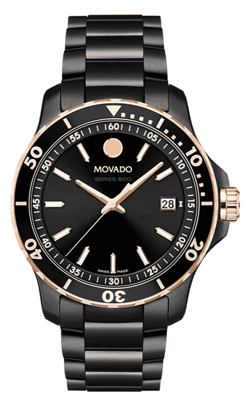 Movado 800 Series Black Dial Black Steel Strap Watch For Men - 2600162 Authentic Buy Shop Now
