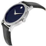 Movado Museum Blue Dial Black Leather Strap Watch For Women - 2100010 Authentic Buy Shop Now