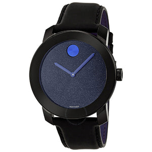 Movado Bold Metallic Blue Dial Black Leather Strap Watch for Men - 3600137 Authentic Buy Shop Now