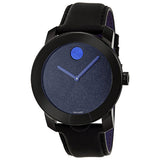 Movado Bold Metallic Blue Dial Black Leather Strap Watch for Men - 3600137 Authentic Buy Shop Now