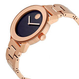 Movado Bold Black Dial Rose Gold Steel Strap Watch for Women - 3600463 Authentic Buy Shop Now