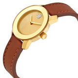 Movado Bold Gold Dial Brown Leather Strap Watch for Women - 3600437 Authentic Buy Shop Now