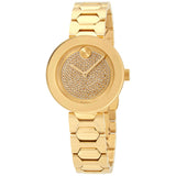 Movado Bold Crystal Gold Dial Gold Steel Strap Watch For Women - 3600492 Authentic Buy Shop Now