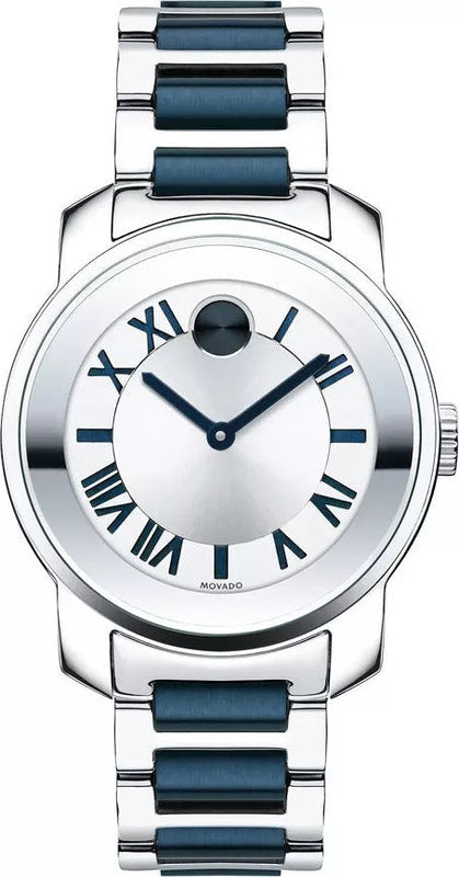 Movado Bold Silver Dial Two Tone Steel Strap Watch For Women - 3600354 Authentic Buy Shop Now