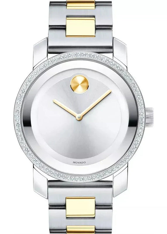 Movado Bold Diamonds Silver Dial Two Tone Steel Strap Watch for Women - 3600451 Authentic Buy Shop Now