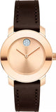 Movado Bold Rose Gold Dial Brown Leather Strap Watch For Women - 3600438 Authentic Buy Shop Now