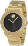 Movado Bold Black Dial Gold Steel Strap Unisex Watch - 3600397 Authentic Buy Shop Now