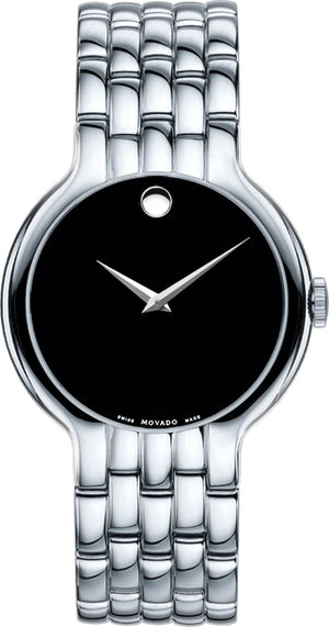 Movado Classic Quartz Black Dial Silver Steel Strap Watch for Men - 0606337 Authentic Buy Shop Now