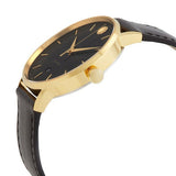 Movado Ultra Slim Black Dial Black Leather Strap Watch For Women - 0607095 Authentic Buy Shop Now