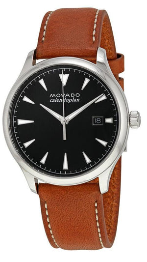Movado Heritage Calendoplan Black Dial Brown Leather Strap Watch for Men - 3650001 Authentic Buy Shop Now
