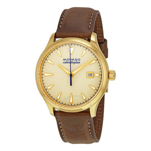 Movado Heritage Calendoplan Beige Dial Brown Leather Strap Watch for Men - 3650003 Authentic Buy Shop Now
