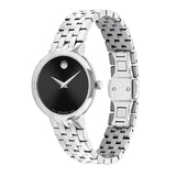Movado Veturi Quartz Black Dial Silver Steel Strap Watch for Women - 0606338 Authentic Buy Shop Now