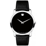 Movado Museum Black Dial Black Leather Strap Watch For Men - 607012 Authentic Buy Shop Now