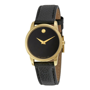 Movado Museum Classic Black Dial Black Leather Strap Watch For Women - 0607016 Authentic Buy Shop Now